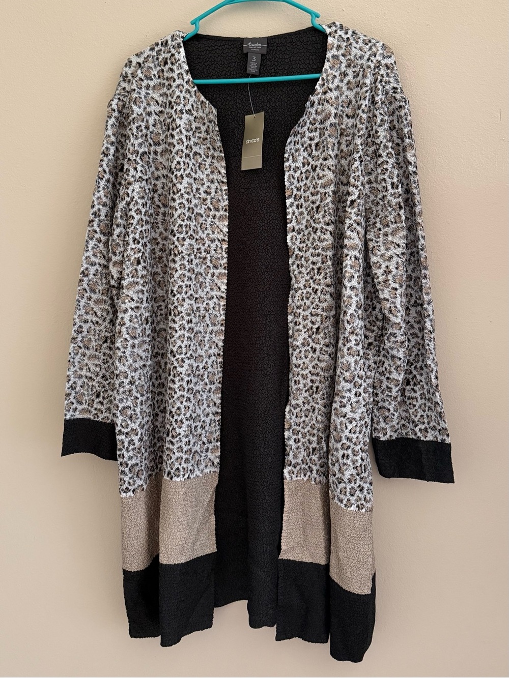 Chico's Travelers Collection size 3 long open-front cardigan duster